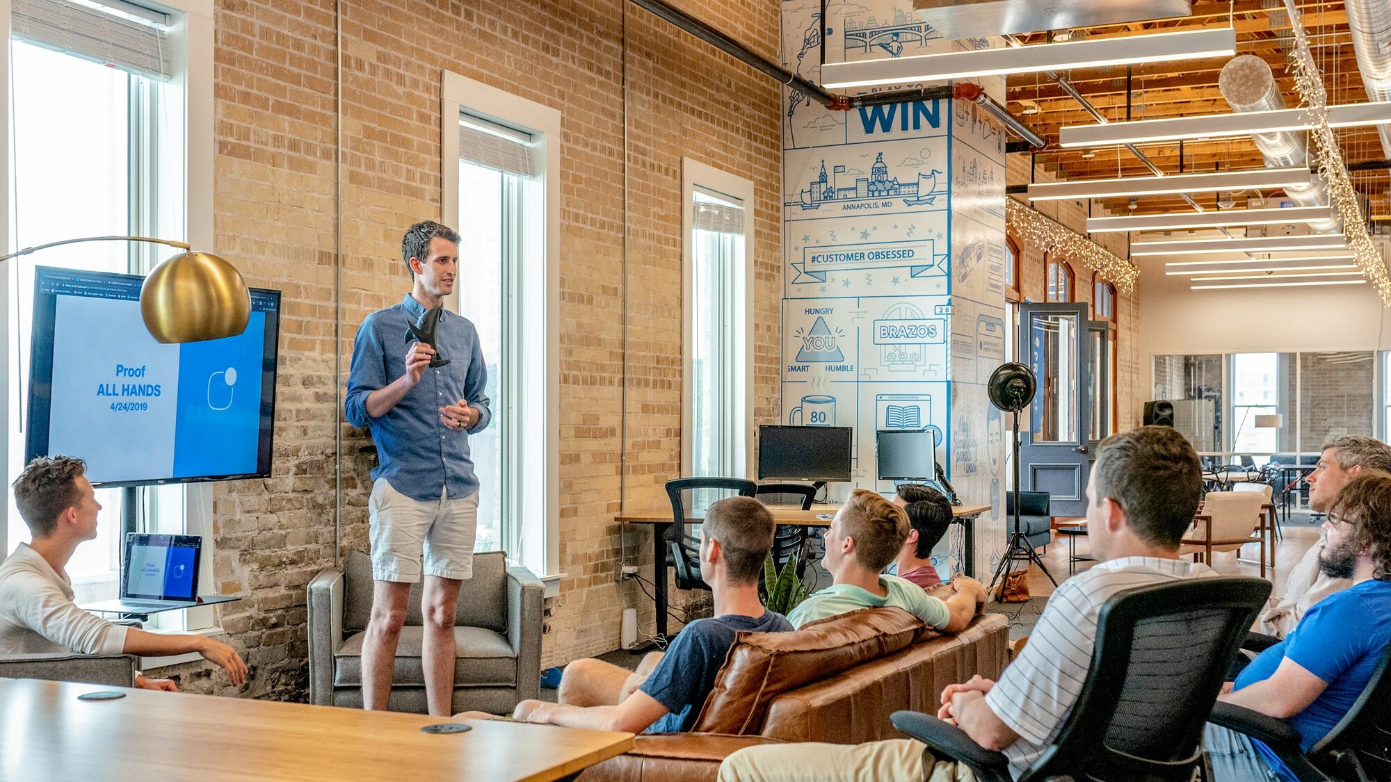 Engineering team collaborating at a standup