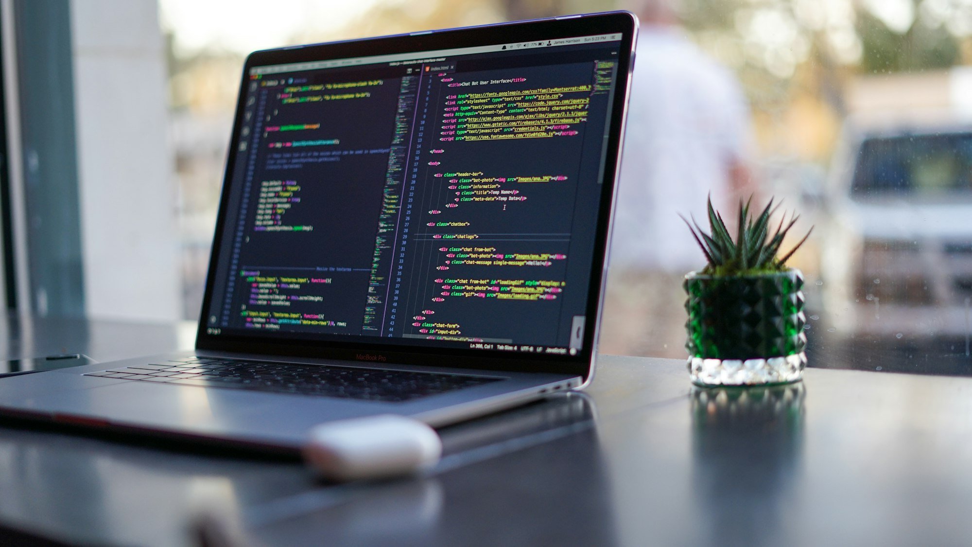 Code editor open on a laptop — Catalio driven from the IDE